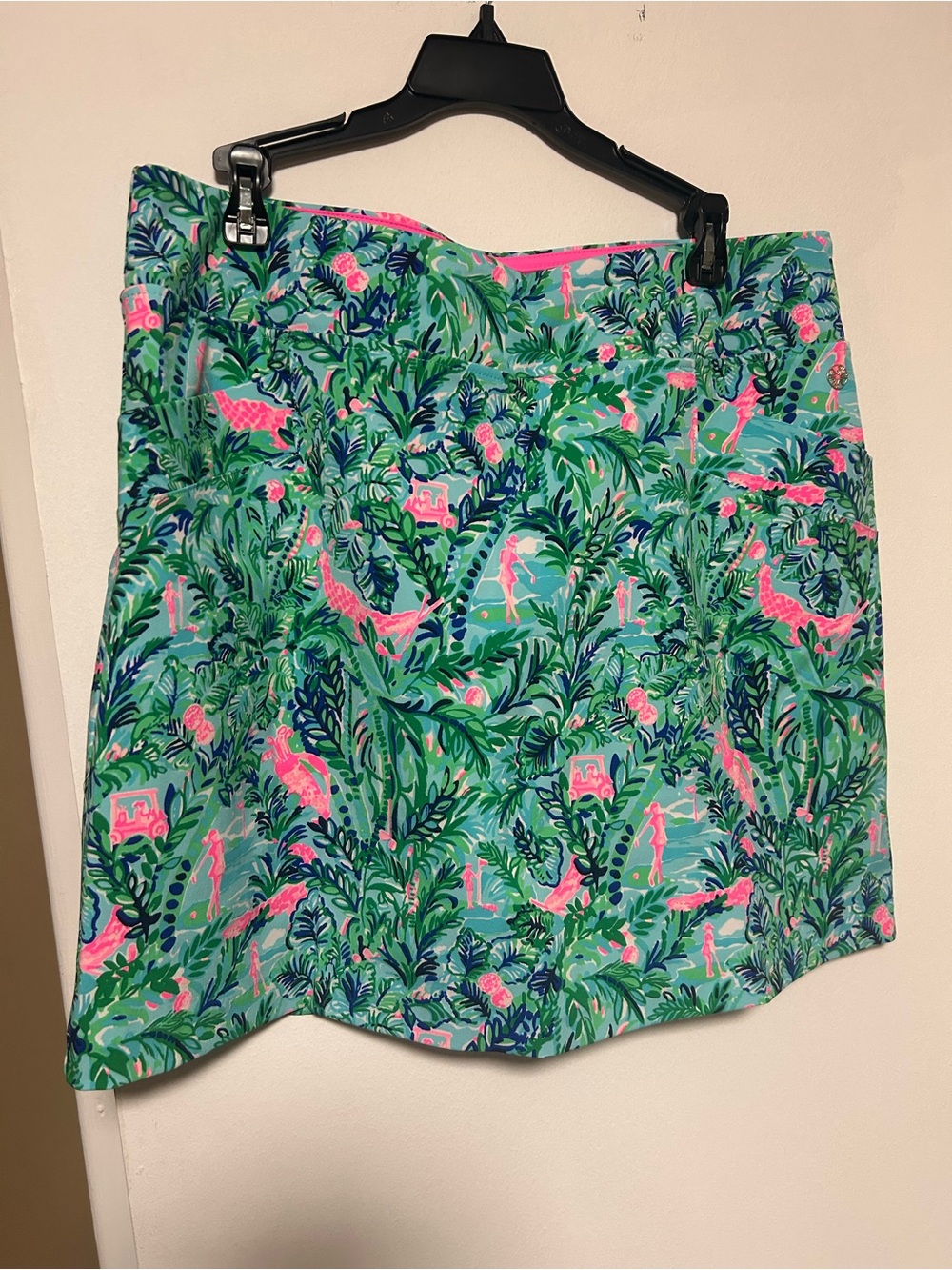 Lilly Pulitzer Pink and Teal Tropical Print Mini Skirt